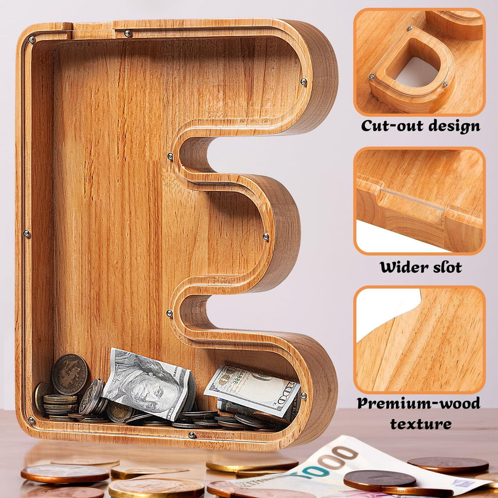 12" Extra Large Wooden Letter Piggy Banks - Piggy Banks for Boys Girls Kids, ...