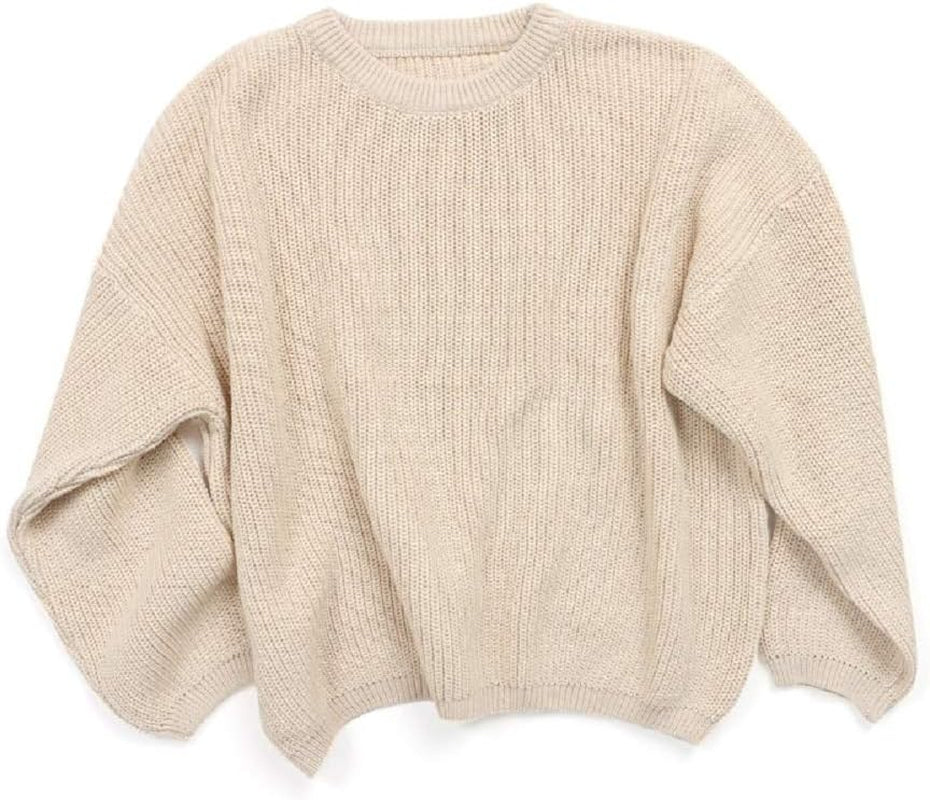 Baby Girl Boy Knit Sweater Long Sleeve Blouse Pullover Toddler Kids Solid Color Warm Sweatshirt Tops (Beige, 12-18 Months)