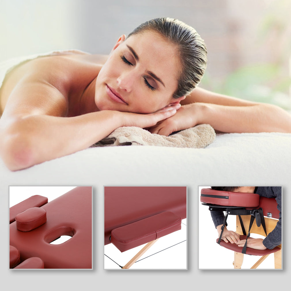 Massage Table Massage Bed Spa Bed 73?Long Portable 2 Folding W/ Carry Case Table Heigh Adjustable Salon Bed Face Cradle Bed