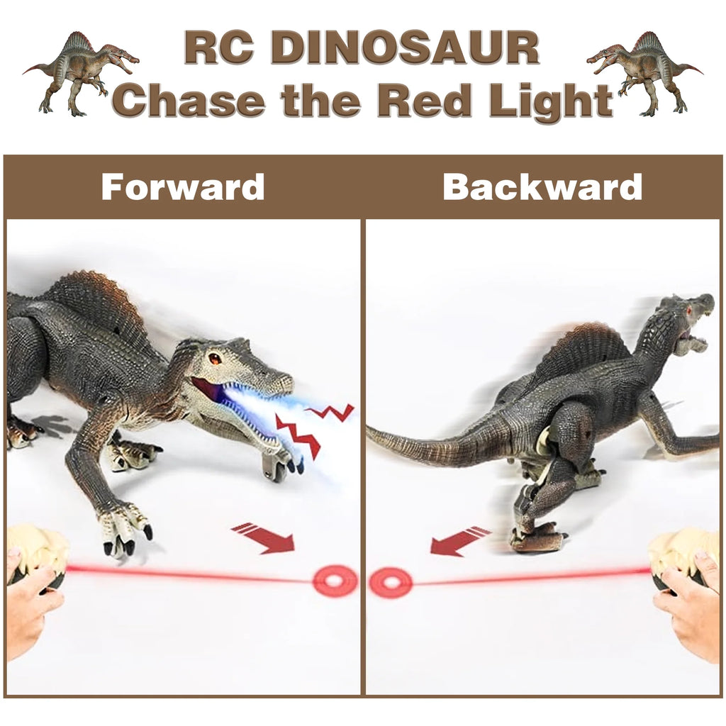 Remote Control Dinosaur Toys for Boys Kids, Electronic RC Robot Toy Walking Roaring Spray Dinosaur Gift for Birthday Christmas for Kids 3-8 Year