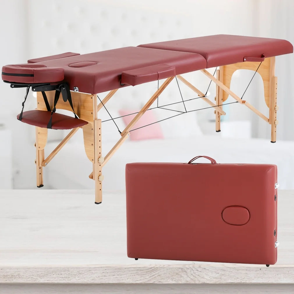 Massage Table Massage Bed Spa Bed 73?Long Portable 2 Folding W/ Carry Case Table Heigh Adjustable Salon Bed Face Cradle Bed