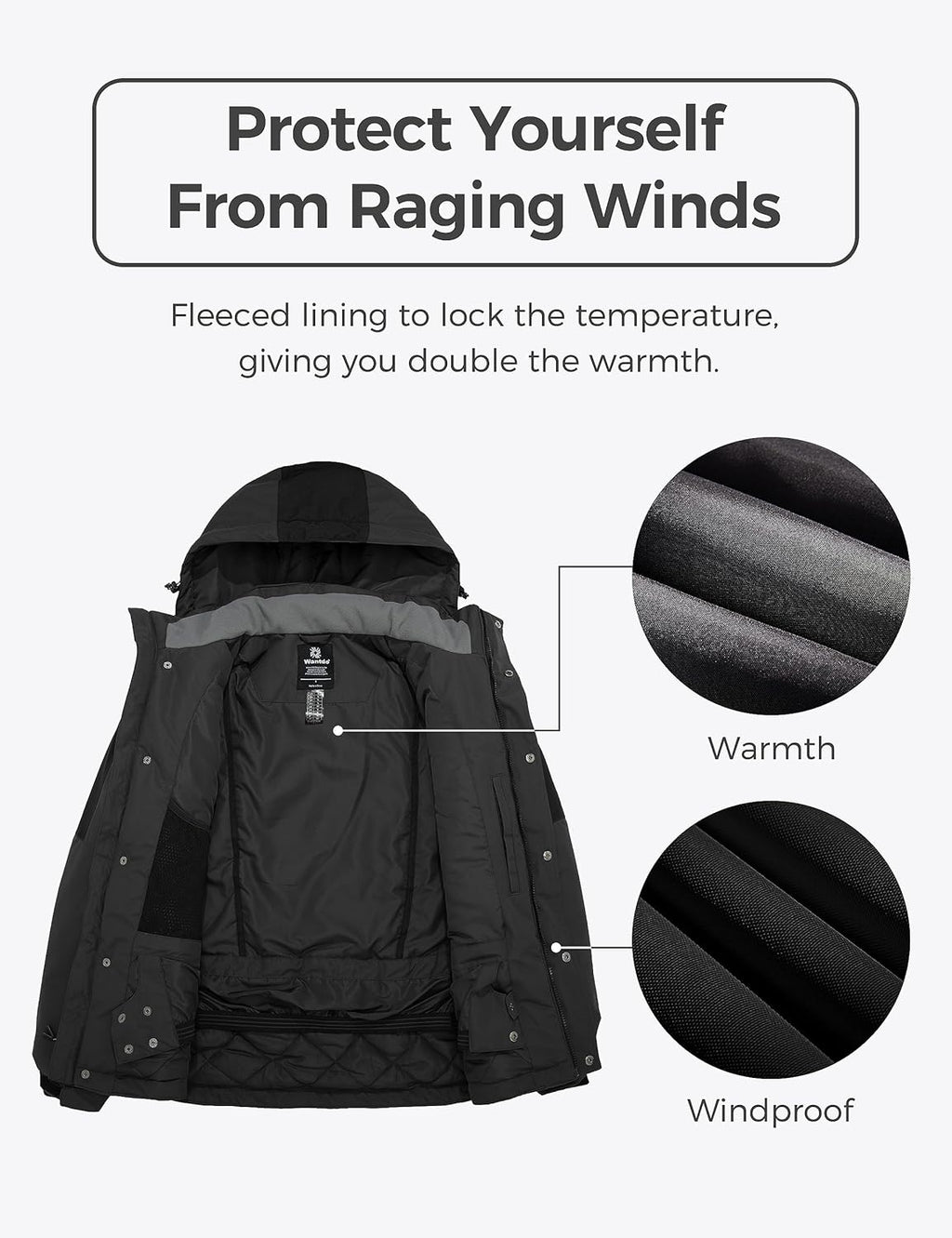Men'S Mountain Waterproof Ski Jacket Warm Winter Snowboarding Jacket Snow Rain Coat