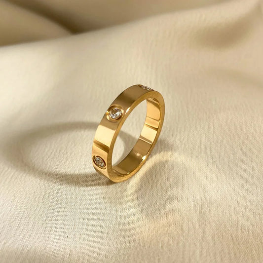 Trendy Stainless Steel Rose Gold Color Love Ring for Women Men