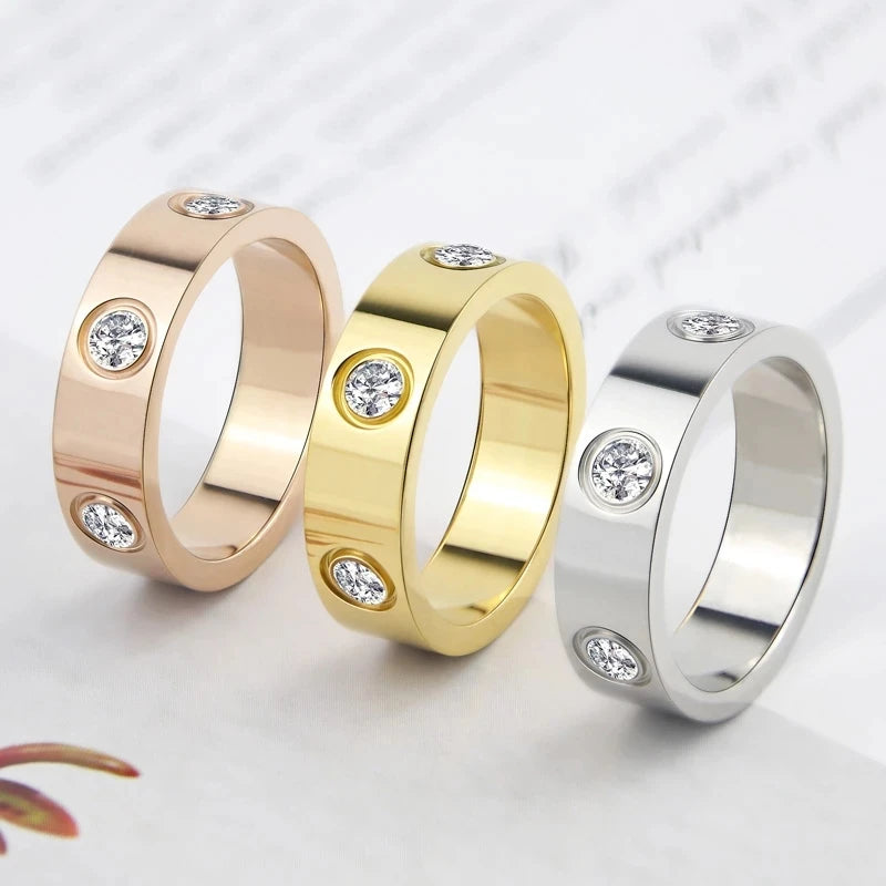 Trendy Stainless Steel Rose Gold Color Love Ring for Women Men