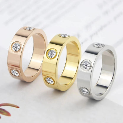 Trendy Stainless Steel Rose Gold Color Love Ring for Women Men