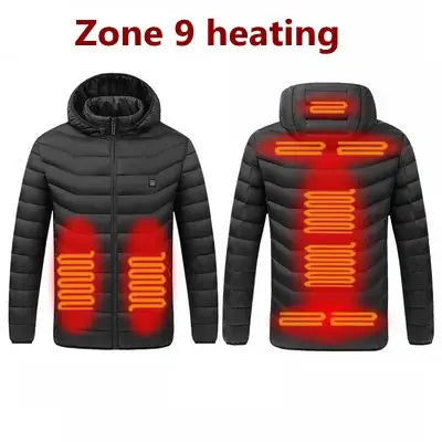 Men's parka Winter Warm USB  Heating Jackets Smart Thermostat
