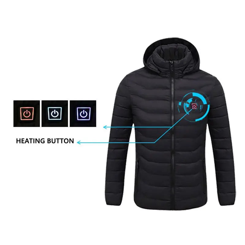 Men's parka Winter Warm USB  Heating Jackets Smart Thermostat