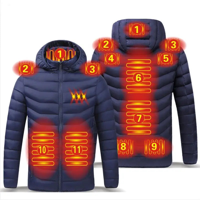 Men's parka Winter Warm USB  Heating Jackets Smart Thermostat