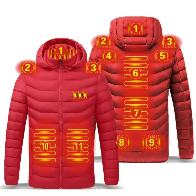 Men's parka Winter Warm USB  Heating Jackets Smart Thermostat