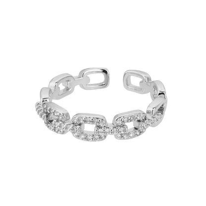 Classic Zircon Twist Chain Rings For Women Stainless Steel
