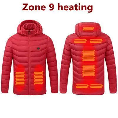 Men's parka Winter Warm USB  Heating Jackets Smart Thermostat