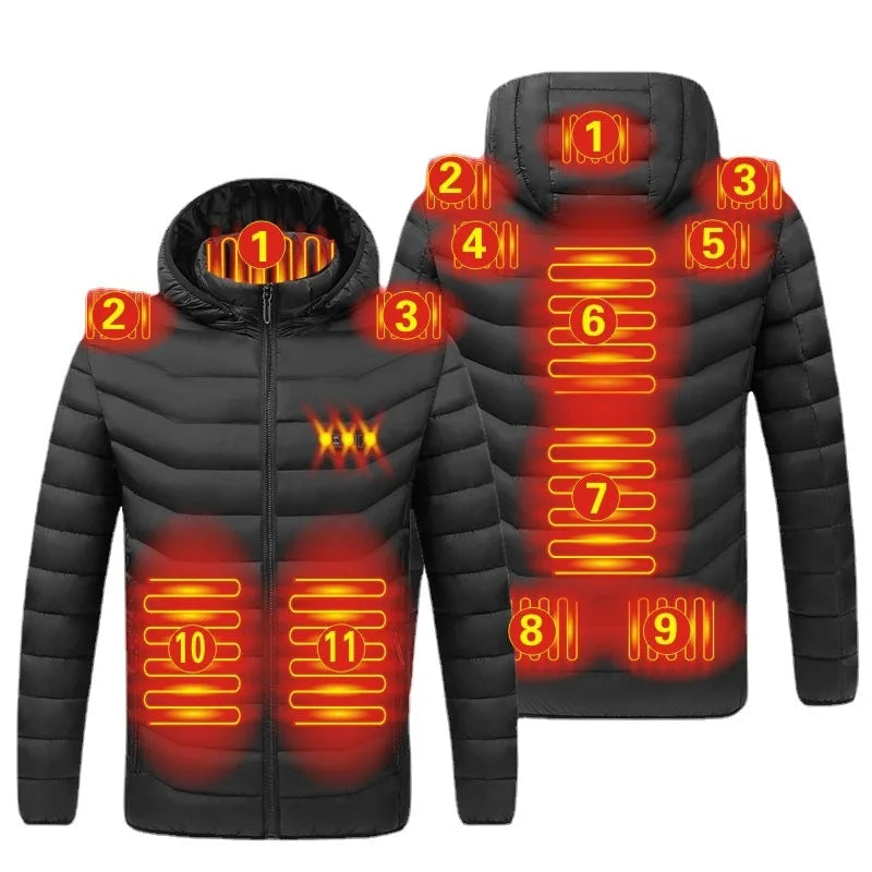 Men's parka Winter Warm USB  Heating Jackets Smart Thermostat