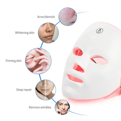 Rechargeable Facial LED Mask 7 Colors LED Photon Beauty Mask Skin