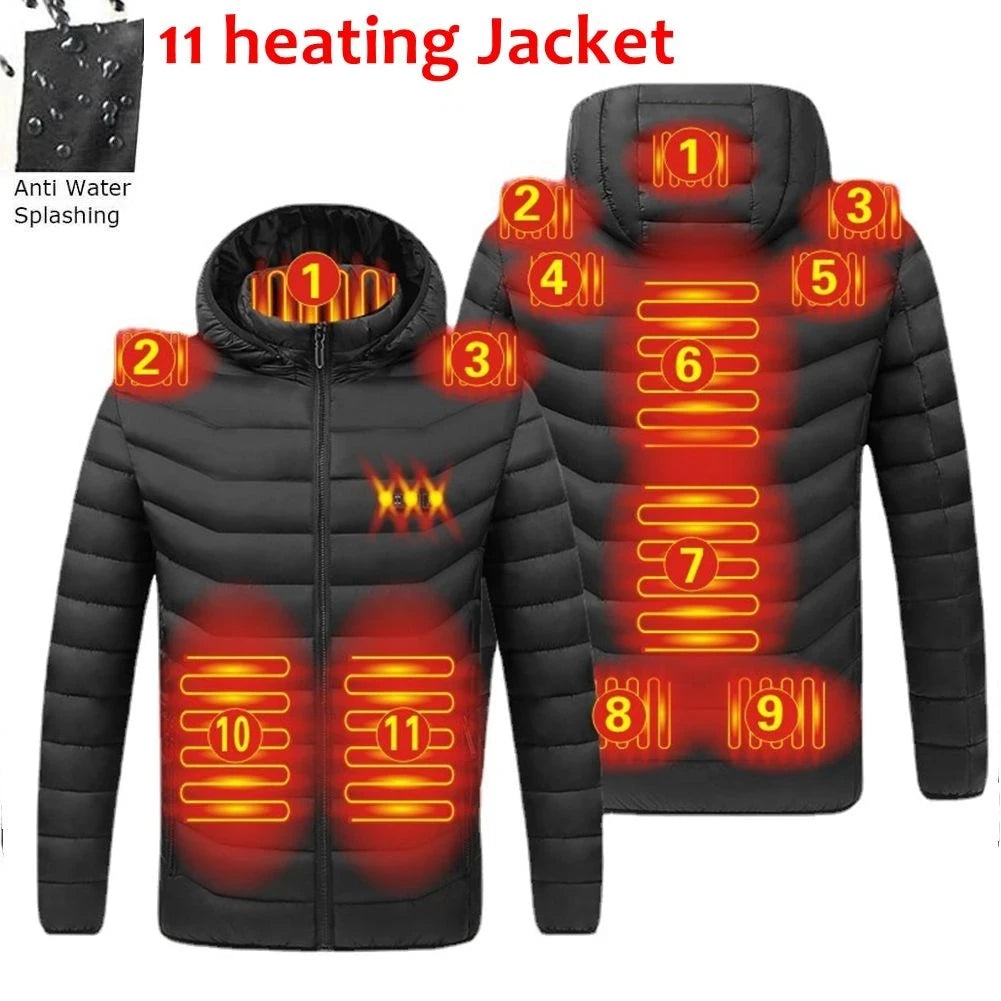 Men's parka Winter Warm USB  Heating Jackets Smart Thermostat