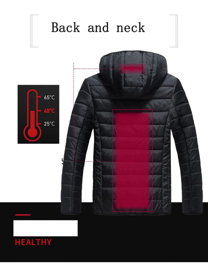 Men's parka Winter Warm USB  Heating Jackets Smart Thermostat