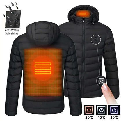 Men's parka Winter Warm USB  Heating Jackets Smart Thermostat