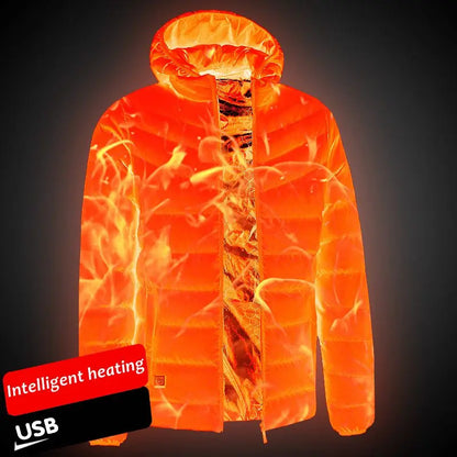 Men's parka Winter Warm USB  Heating Jackets Smart Thermostat