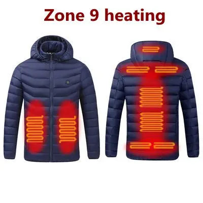 Men's parka Winter Warm USB  Heating Jackets Smart Thermostat