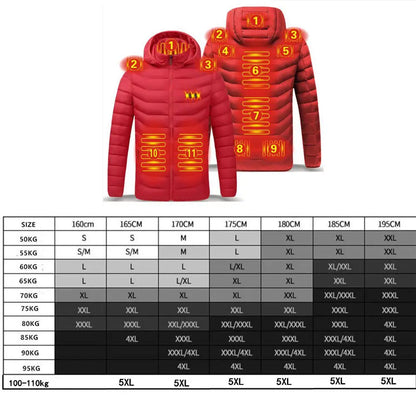 Men's parka Winter Warm USB  Heating Jackets Smart Thermostat