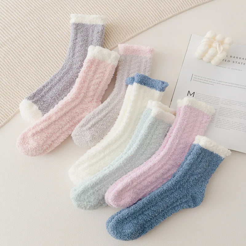 Women Winter Warm Fuzzy Socks Thick Thermal Solid Soft Fluffy