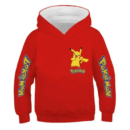 New Autumn 4-14 Years Kids Cotton Pokemon Hoodies Pikachu