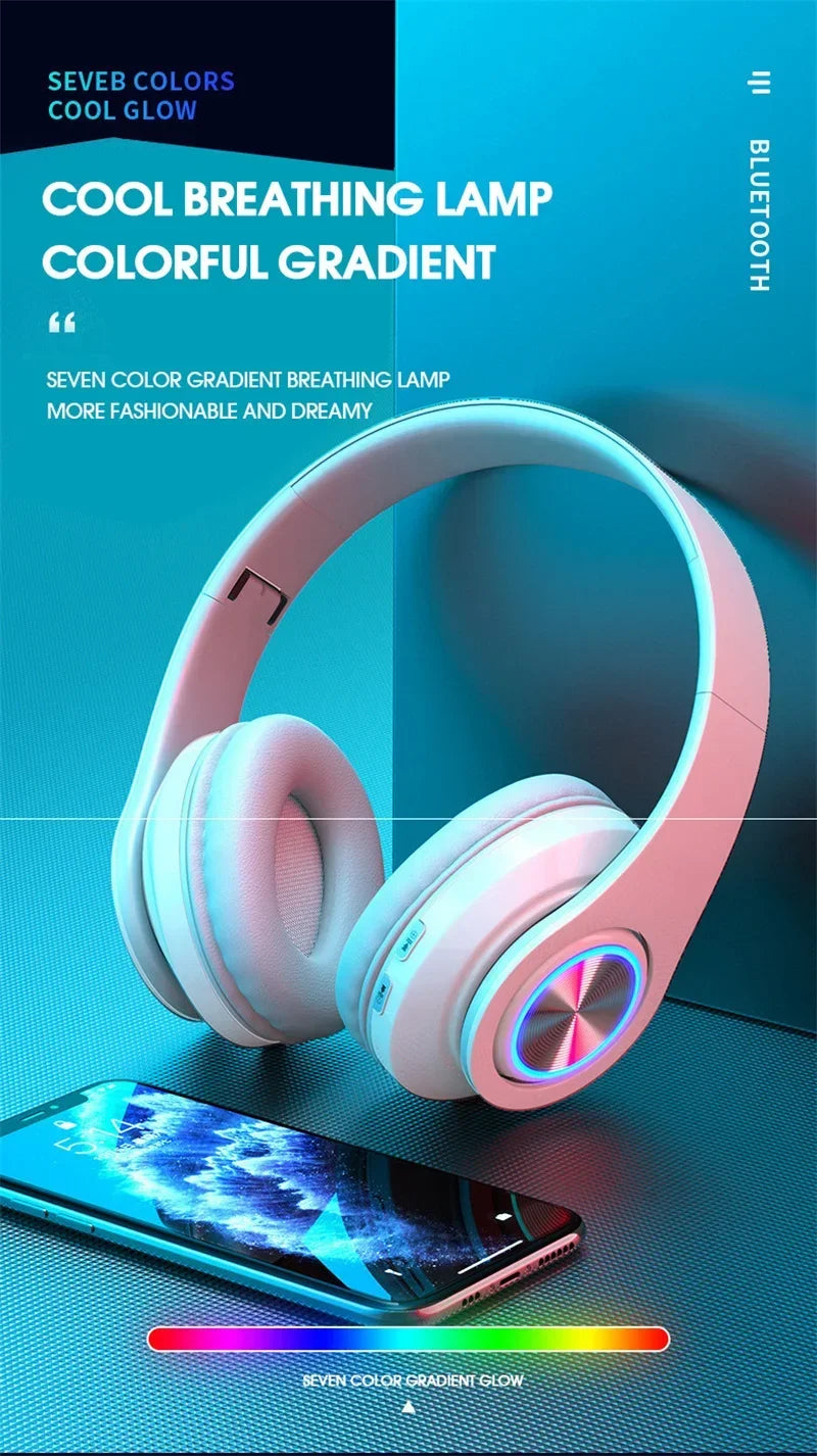 Foldable Bluetooth Headsets  Wireless Headphones With Mic Stereo