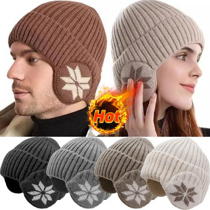 New Outdoor Women Men Winter Knitted Hat Plush Warm Peaked