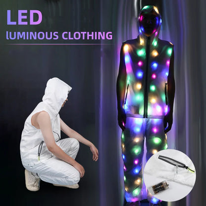 Glow Dancing Costume Halloween Rave Jacket Led Light Waterproof Clothes Cool Night Run Props Adult Kids Dance Performance Child