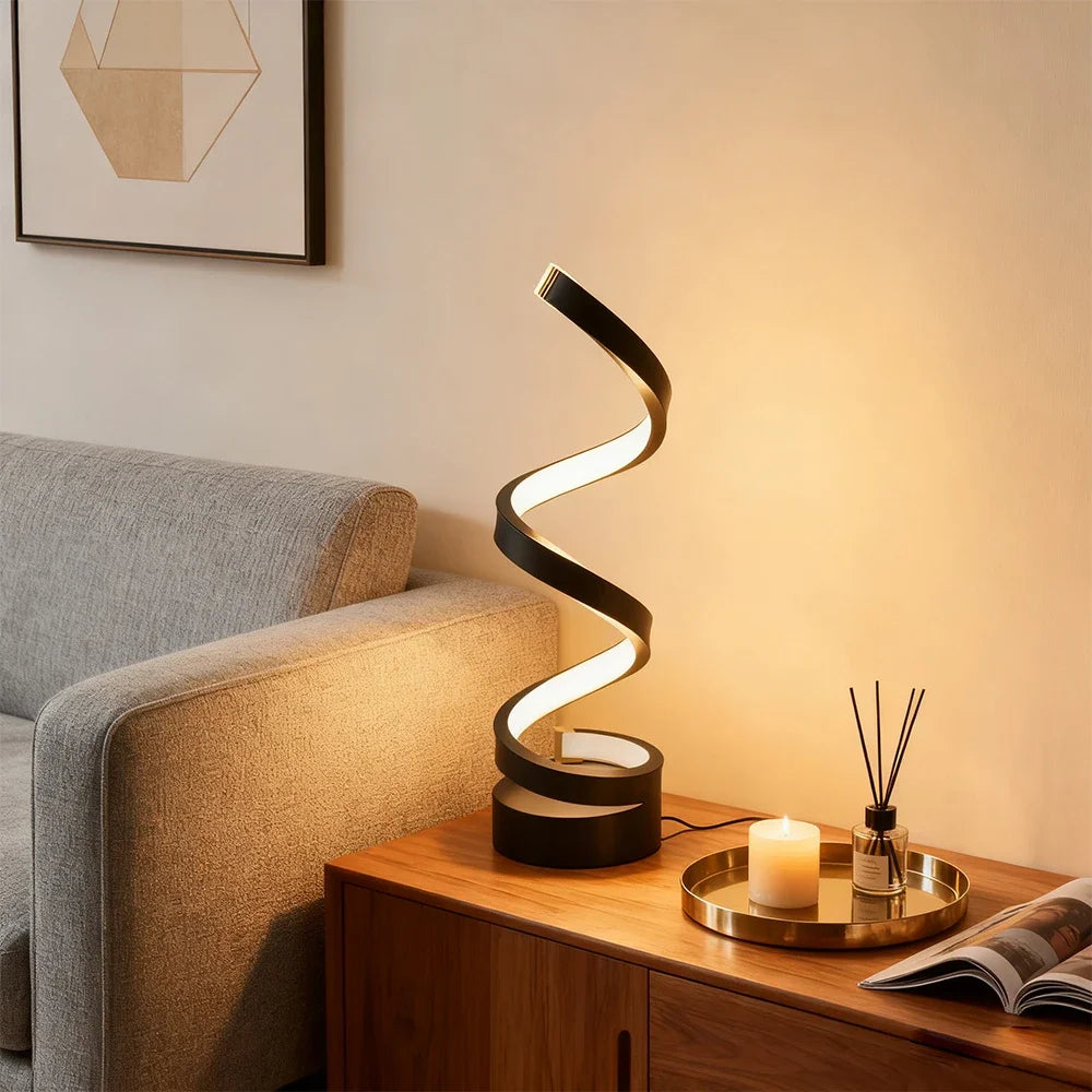 Modern Spiral Table LED Night Light Dimmable Table Lamp Living