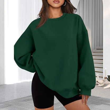 Plus Size Solid Color Sweatshirt, Casual Long Sleeve Crew Neck