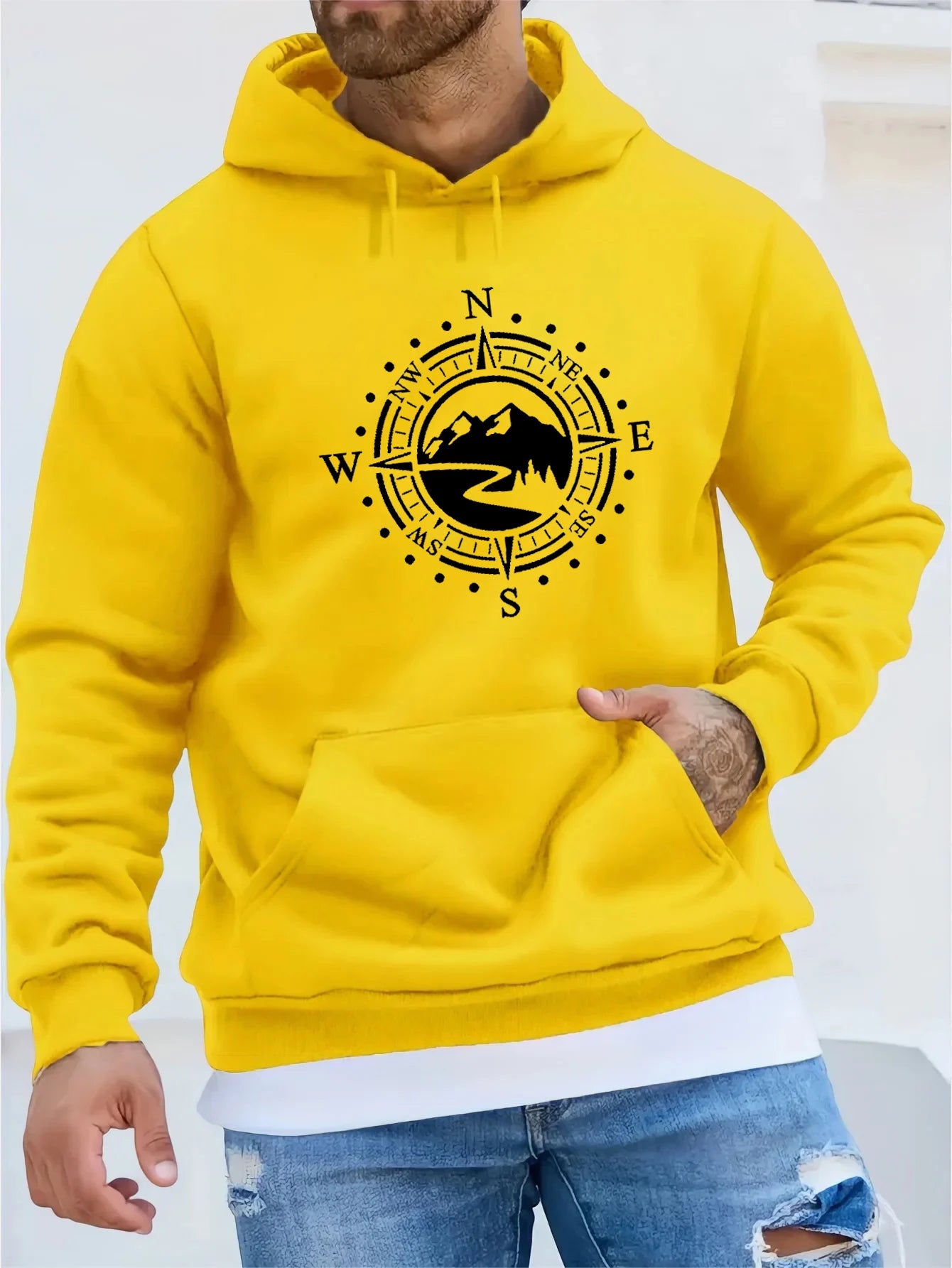 Men's autumn and winter casual fashionable loose hooded