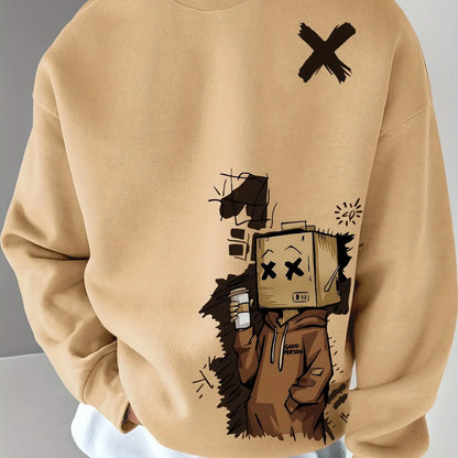 Men's autumn and winter fashionable casual loose fit fun cardboard