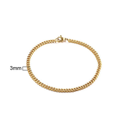 Stainless Steel Chain Bracelet Women, 3mm to 9mm Curb Cuban