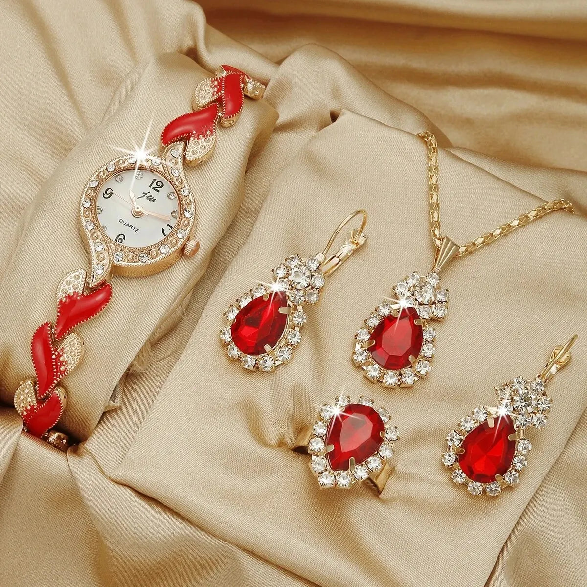 Women Watch Hand Jewelry Set Diamond Bracelet Watch + Water