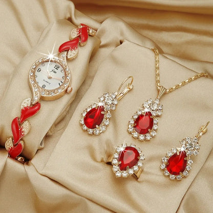 Women Watch Hand Jewelry Set Diamond Bracelet Watch + Water