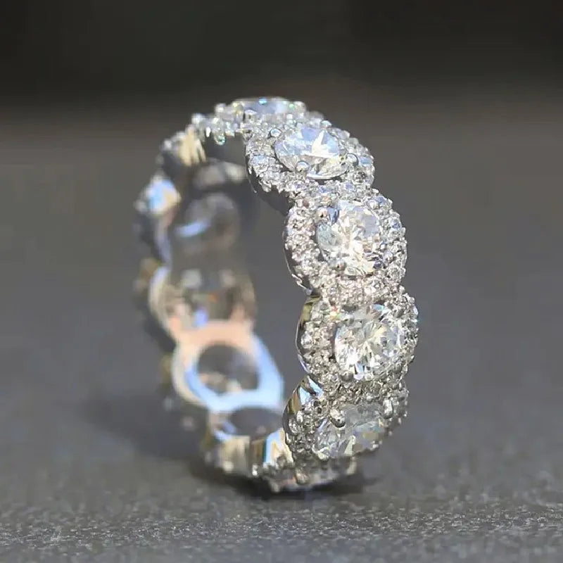 Huitan Sparkling Cubic Zirconia Promise Rings for Women Wedding