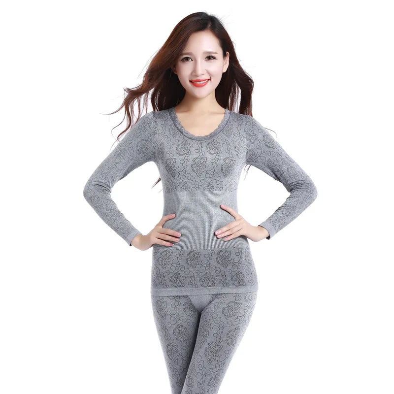 Thermal Underwear Sexy Ladies Clothes Warm Winter Print