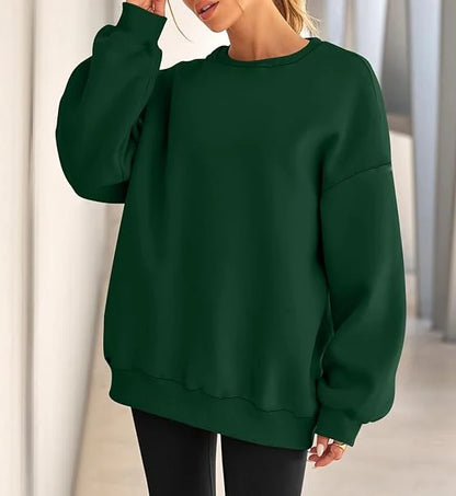 Plus Size Solid Color Sweatshirt, Casual Long Sleeve Crew Neck