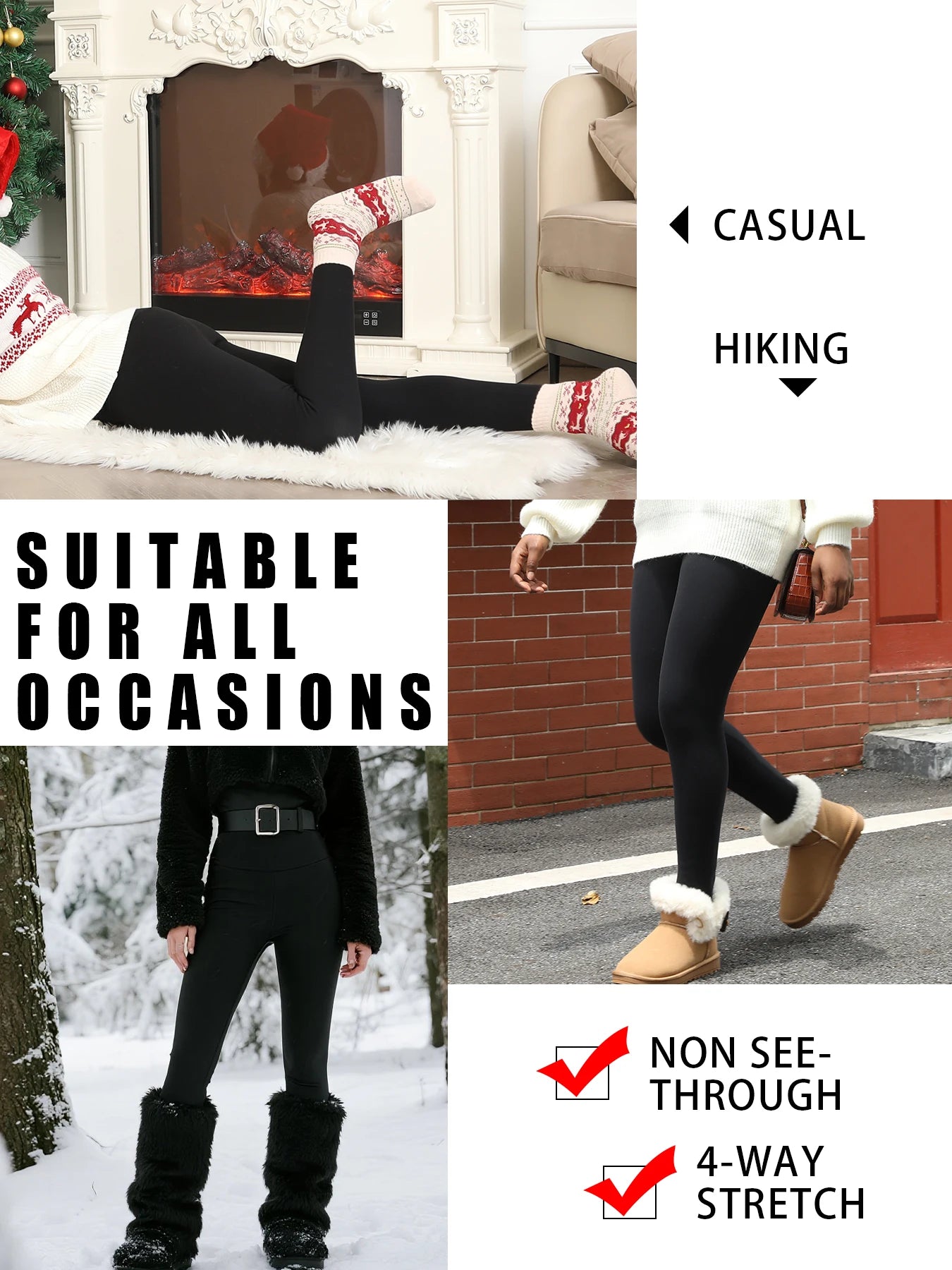 Winter thermal leggings with high waist and tummy control Women