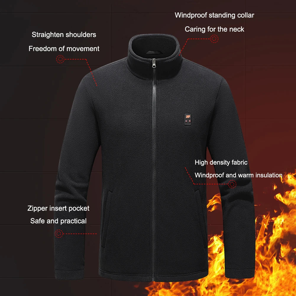 Heated Area Heated Jacket USB Charging Heated Zip Up Coat