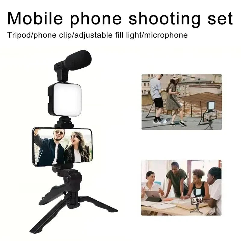 Smartphone Vlogging Kit With Tripod Phone Holder Mini Microphone