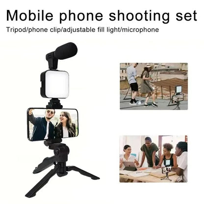 Smartphone Vlogging Kit With Tripod Phone Holder Mini Microphone