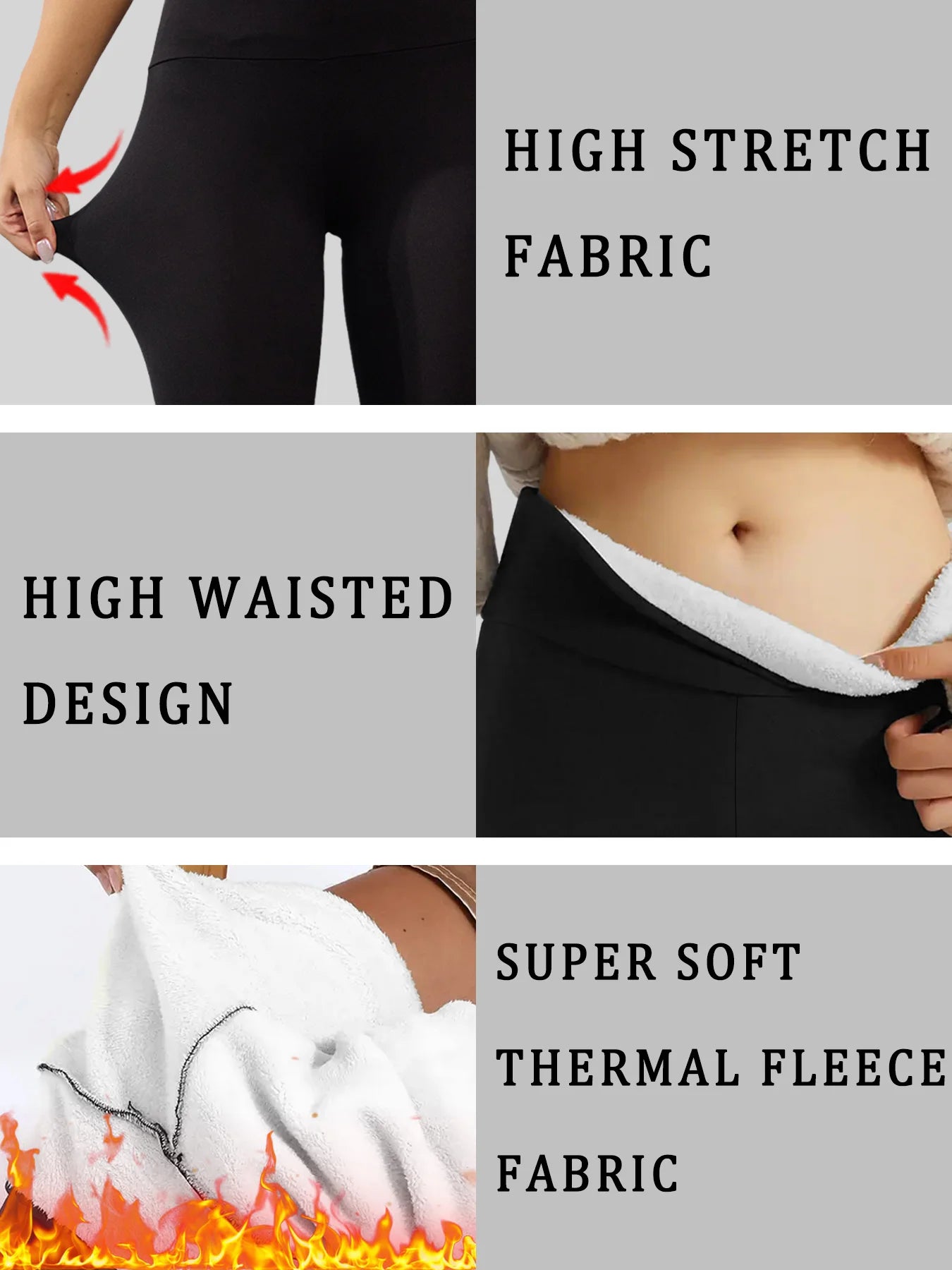 Winter thermal leggings with high waist and tummy control Women