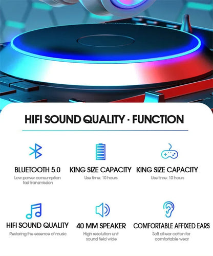 Foldable Bluetooth Headsets  Wireless Headphones With Mic Stereo