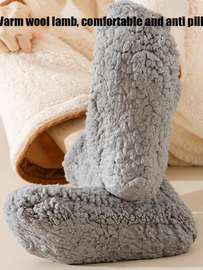 Men's Thickened Plush Floor Socks Solid Color Warm Comfortable