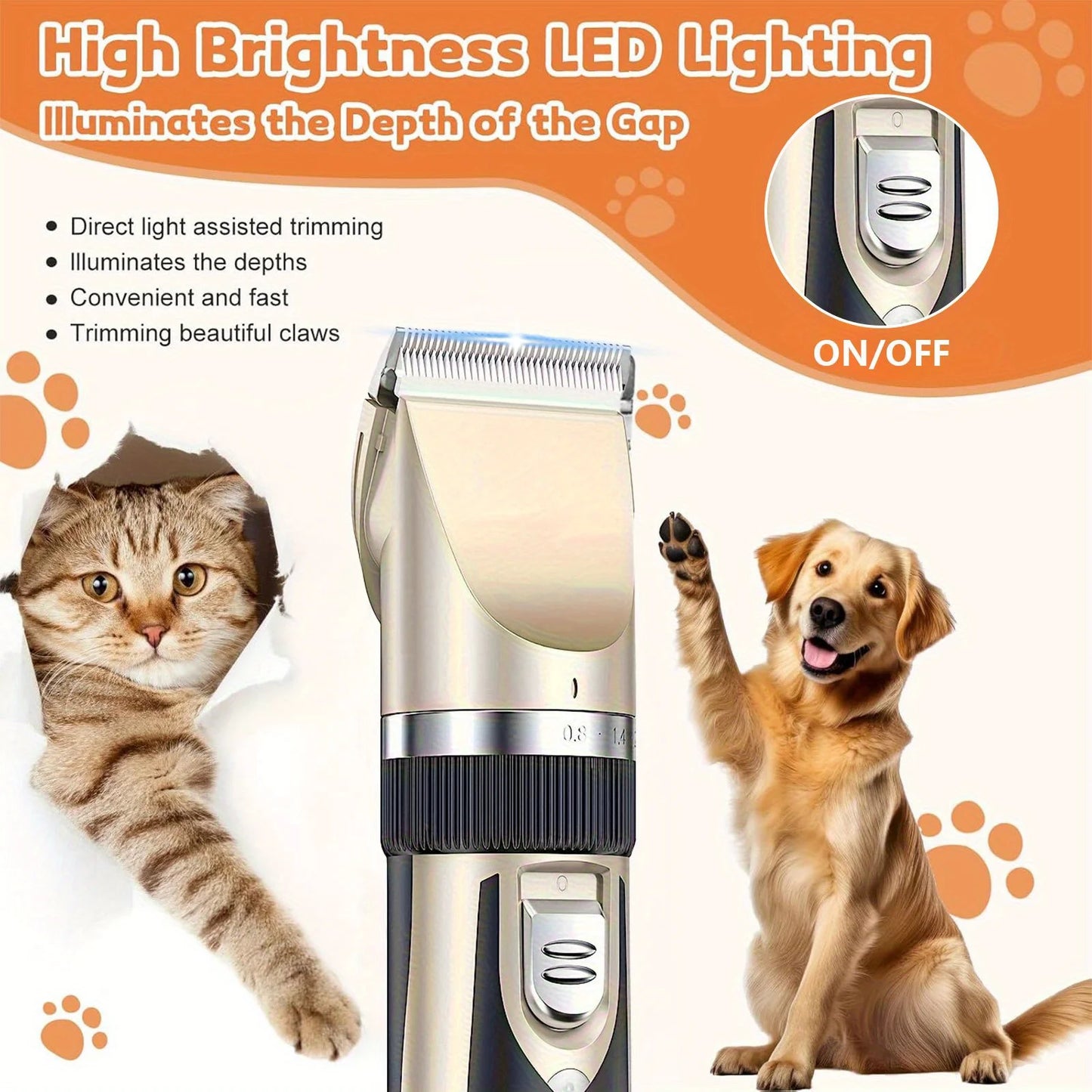 Professional Wireless Electric Pet Grooming Kit: Low-Noise Hair