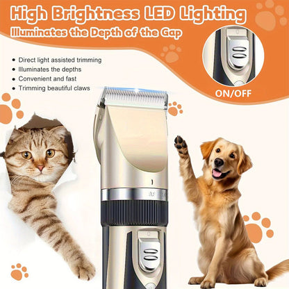 Professional Wireless Electric Pet Grooming Kit: Low-Noise Hair