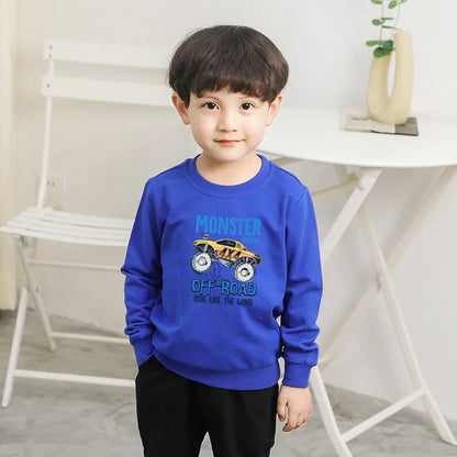 Off-Road Car Print Sweatshirts Long-sleeved Tops Boys Child