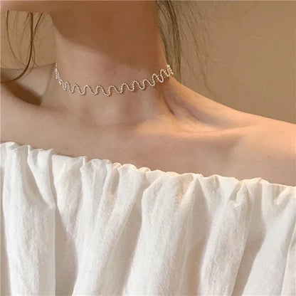 New Beads Women's Neck Chain Kpop Pearl Choker Necklace