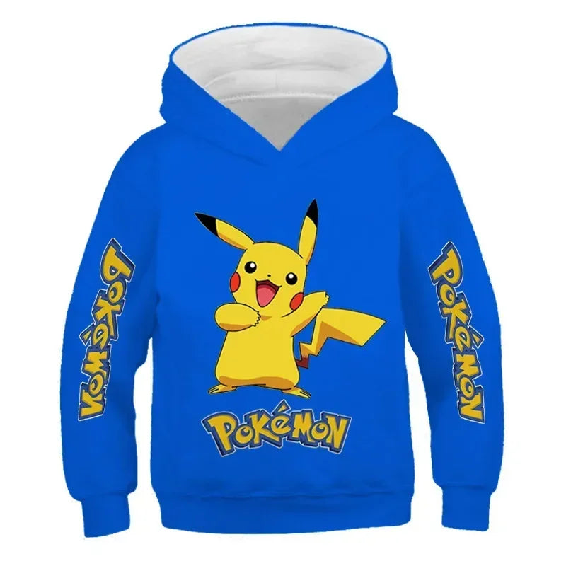 New Autumn 4-14 Years Kids Cotton Pokemon Hoodies Pikachu